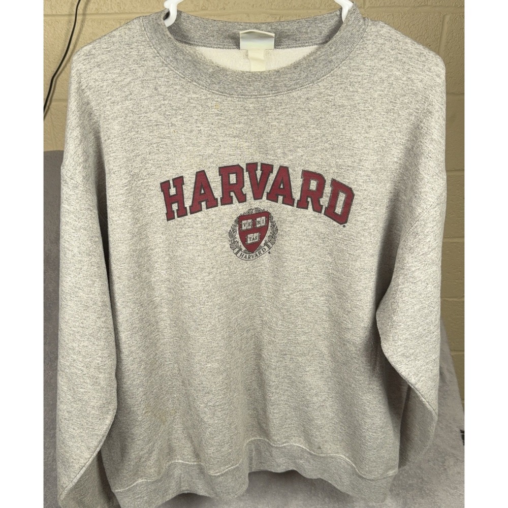 Champion Eco Harvard Sweatshirt Large Pullover 90's Y2K Preppy Gray Crew Neck
